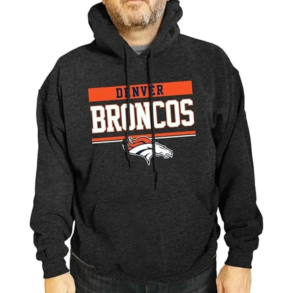 NEW Campus Colors Denver Broncos Gameday Hoodie Sweatshirt Heather Gray Mens 2XL
